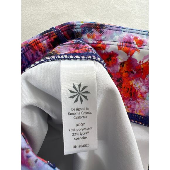 Athleta Hypersonic Sonar Tights Leggings Pink Floral Watercolor Print Running - Picture 7 of 10